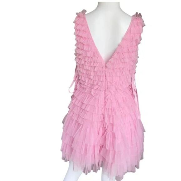 LoveShackFancy Pink Sleeveless v-Neckline Minya Mini Dress Size 4 - Picture 11 of 12